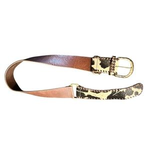 SAKS FIFTH AVENUE Wide Belt Brown Leather and Cowhide Never Worn Beautiful